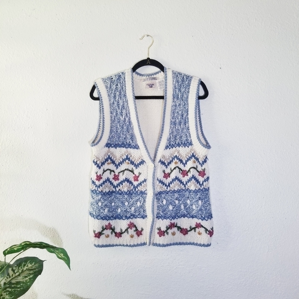 HUNTINGTON RIDGE Vintage Handknitted Cottagecore Vest S - Picture 2 of 10